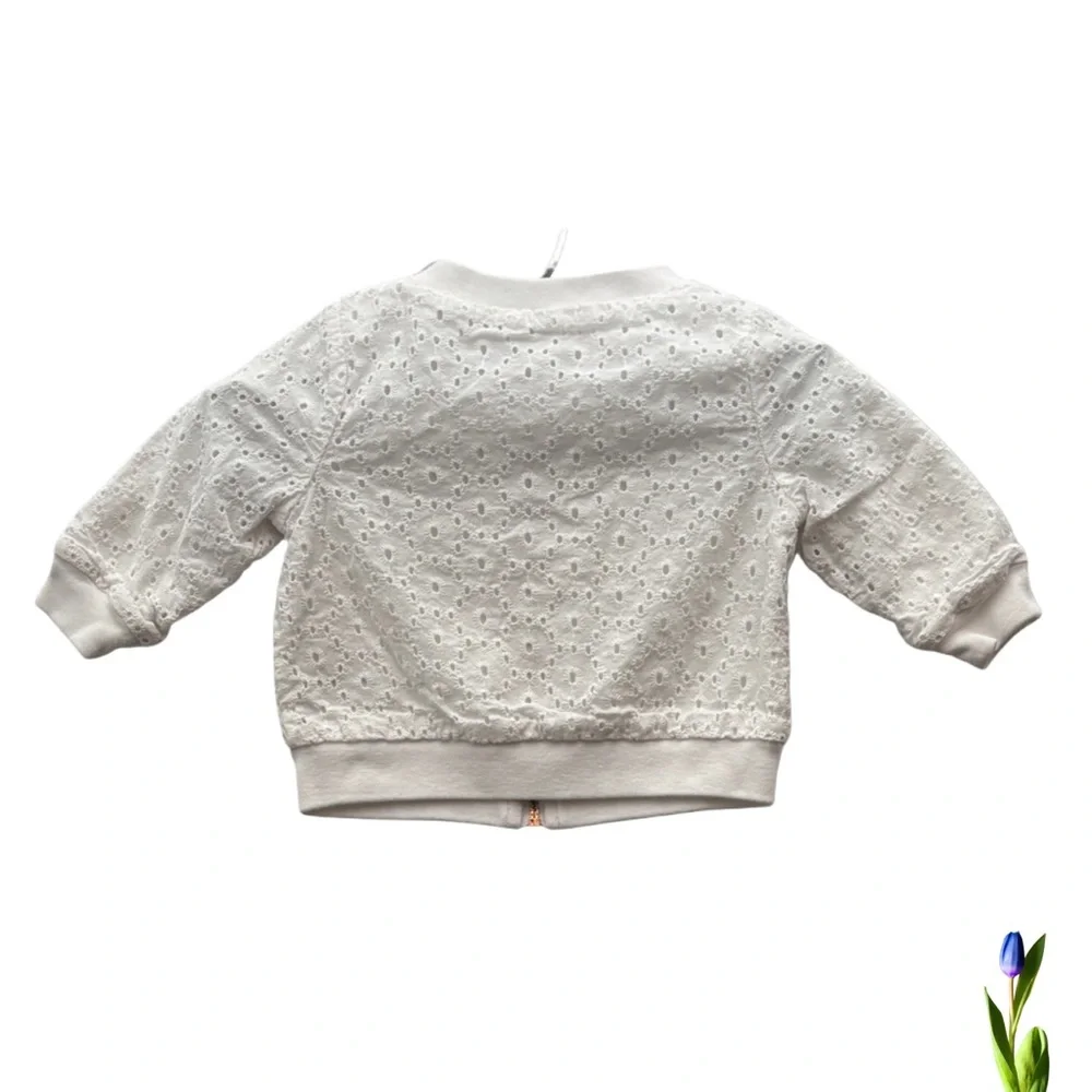 Baby Girl Eyelet Lace Zip-Up Bomber Jacket 3-6 Months White Cat and Jack